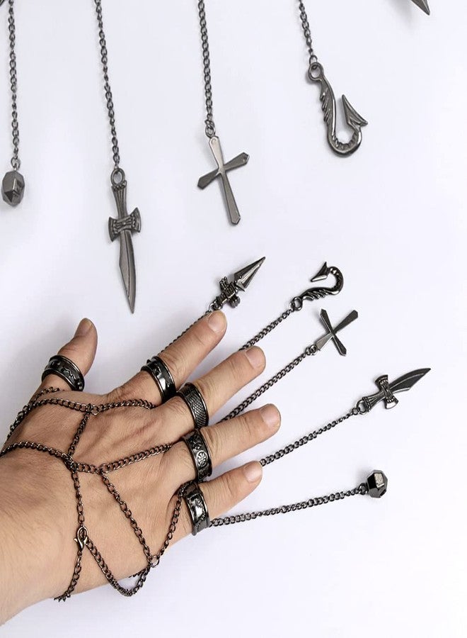 RAINDEWLL Kurapika Chains Hand Ring Kurapika Cosplay Anime Rings with Chain Bracelet - Image 5